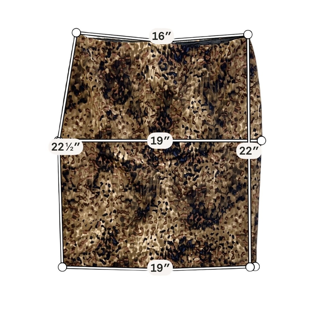 Elie Tahari Pencil Skirt Womens 10 Brown Silk Animal Print Excellent Zip - Picture 9 of 10